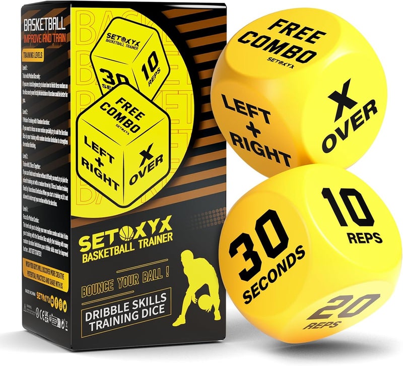 SETOXYX Basketball Dribble Skills Dice Set - Training Equipment - Basketball Gift for Boys.Dribble Skills Training for Beginner and Party Favors - Image 1